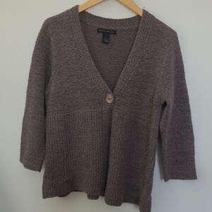 Elena Solano Brown Knit Cardigan Sweater XL
